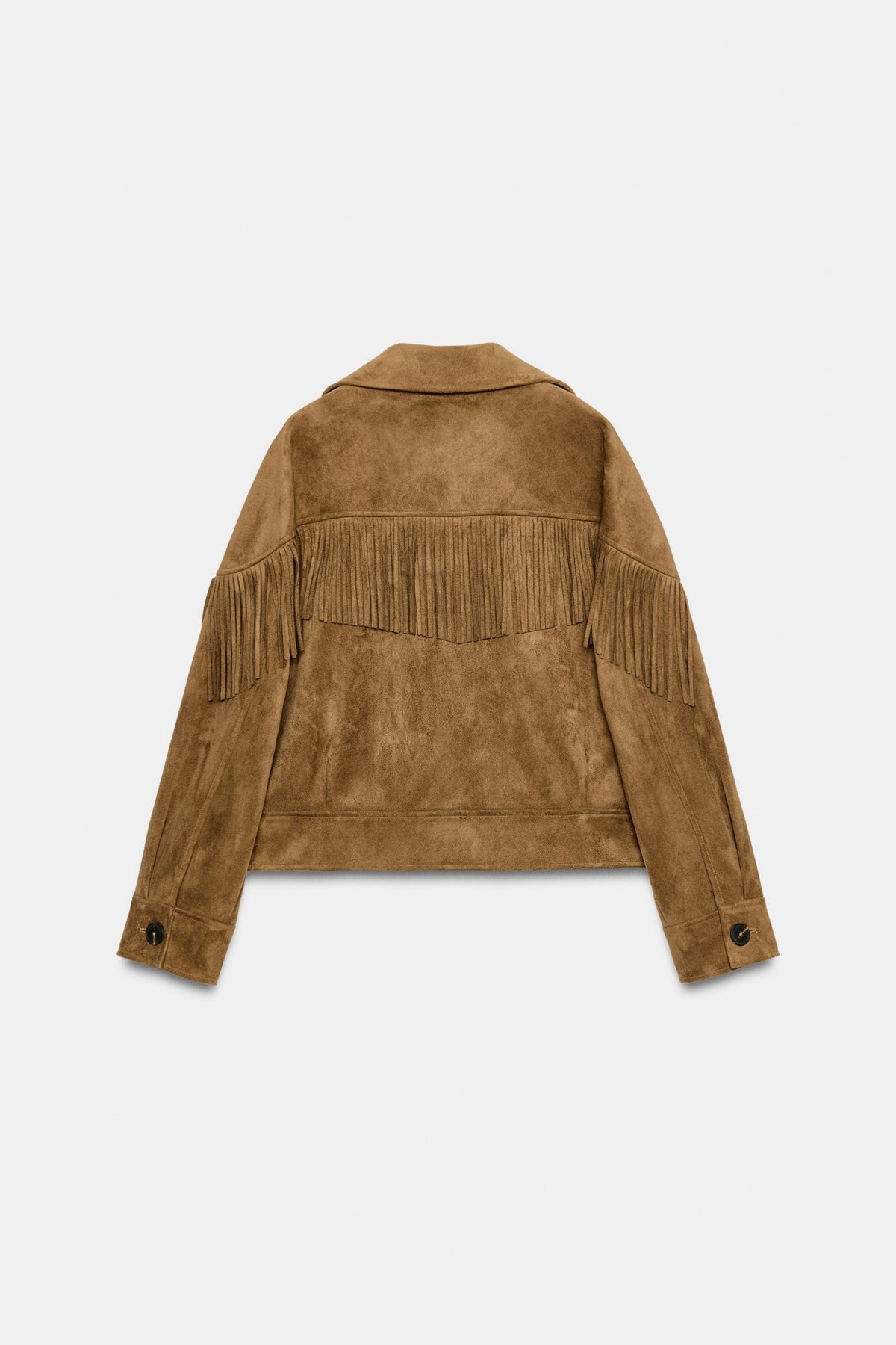 Faux Suede Jacket Tan Fringed Western, back