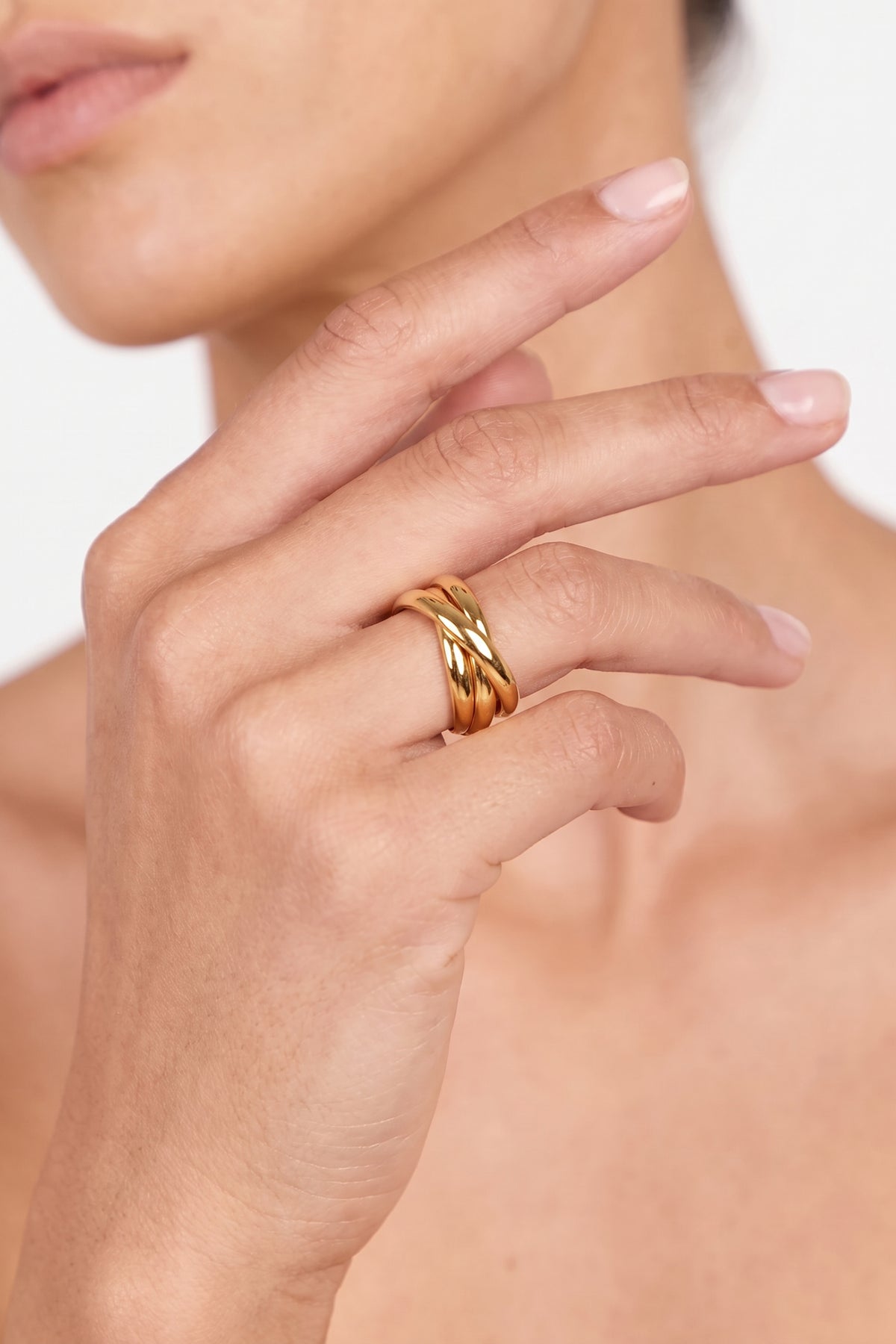 Gold Plated Ring Interlocking Triple Band