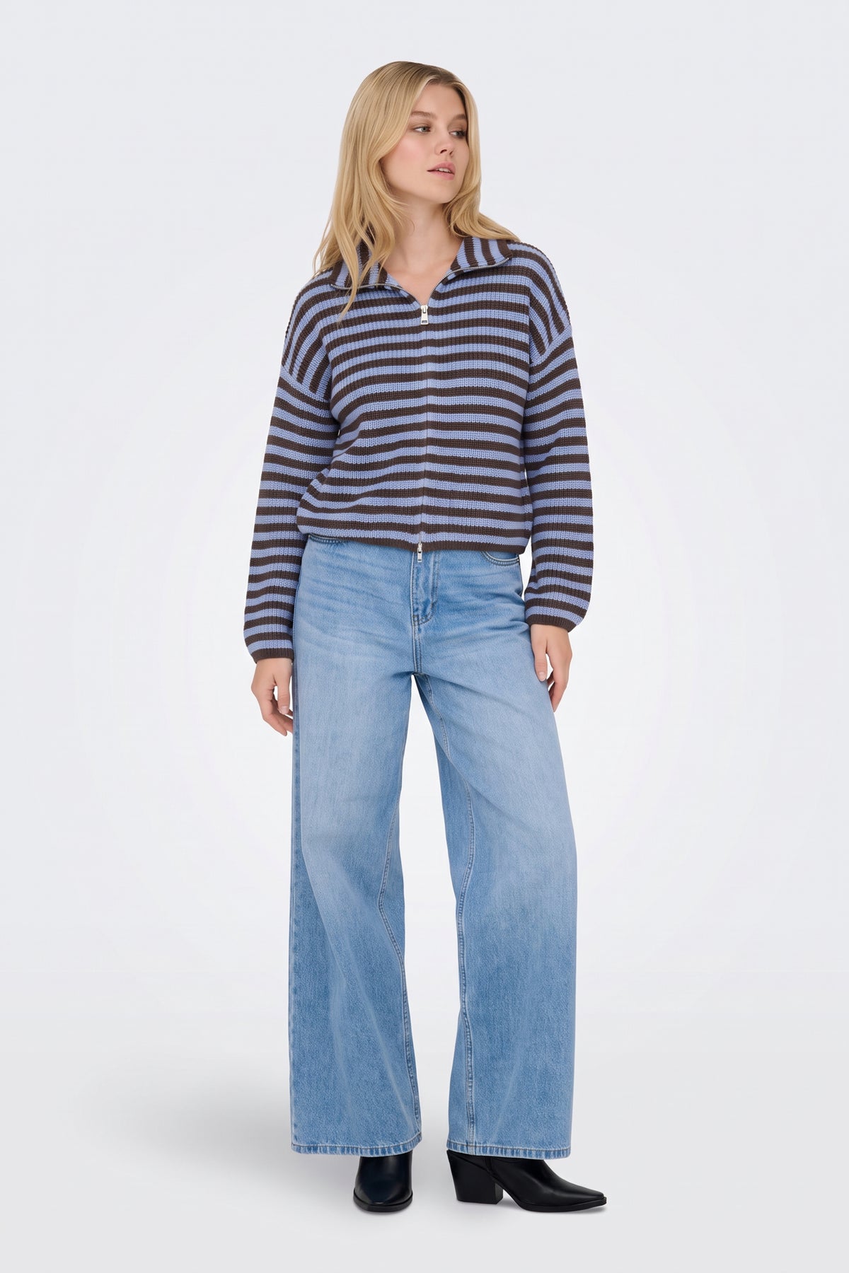 Navy piece full length on model