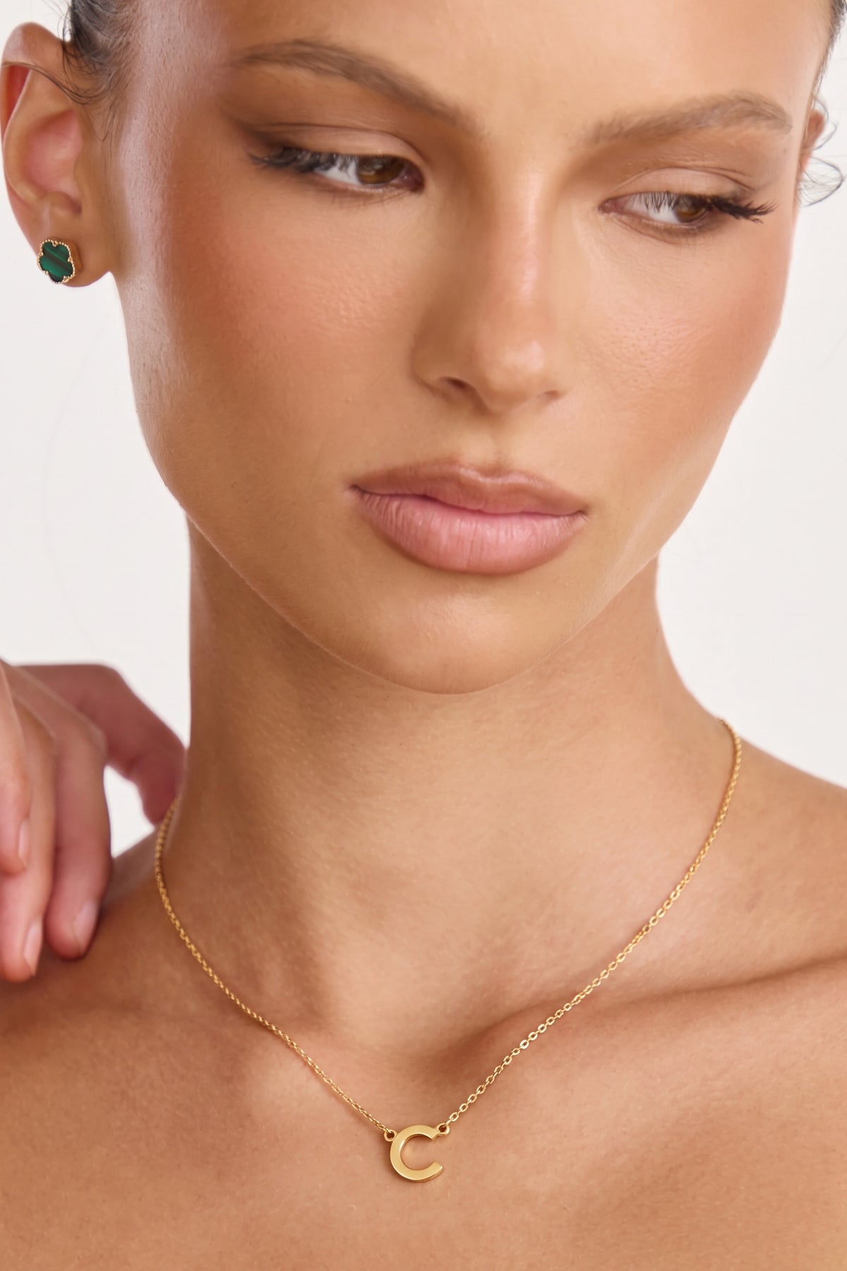 Gold Plated Necklace Initial Letter C