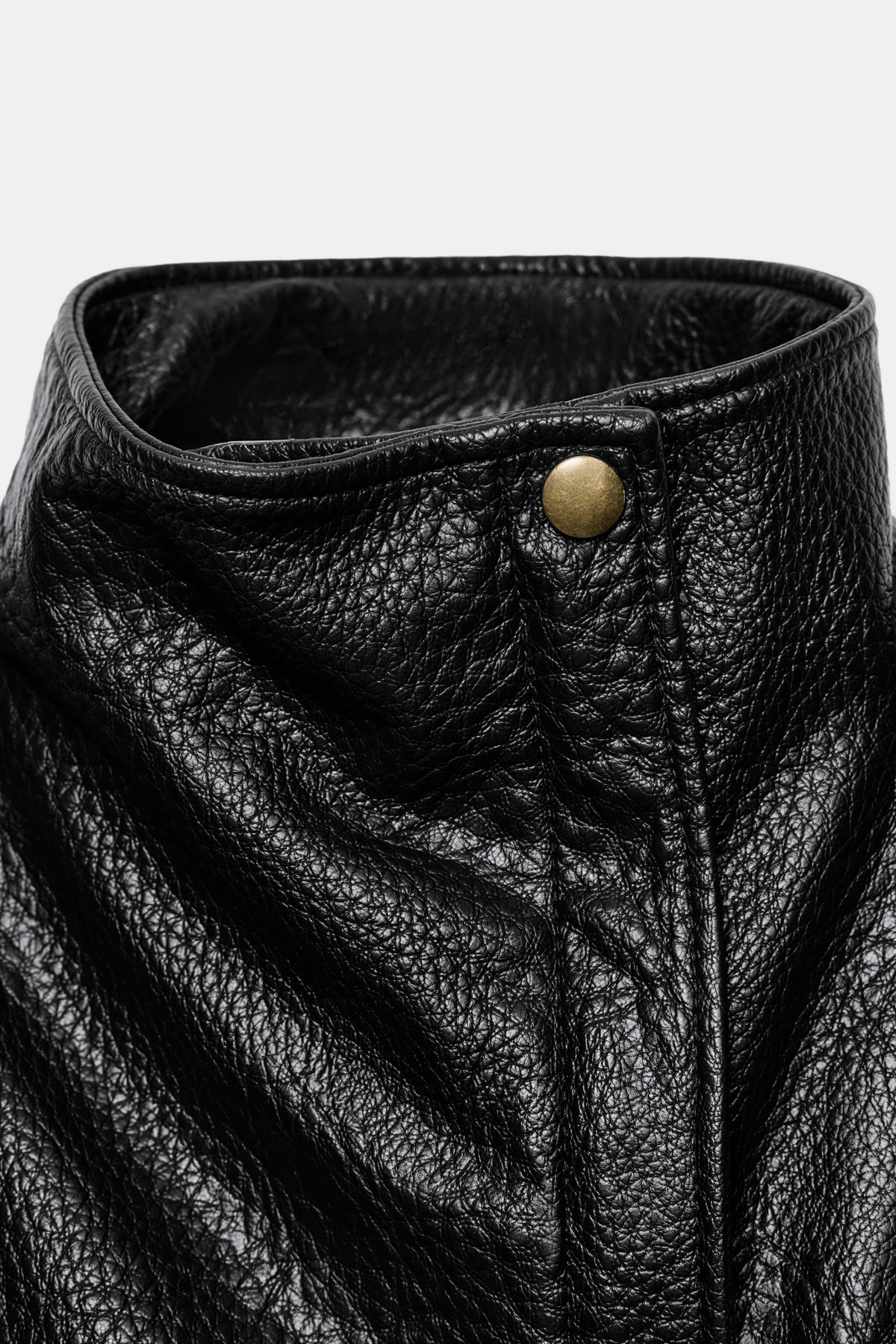 Faux Leather Jacket Black Bomber Cropped fabric and fastening detail