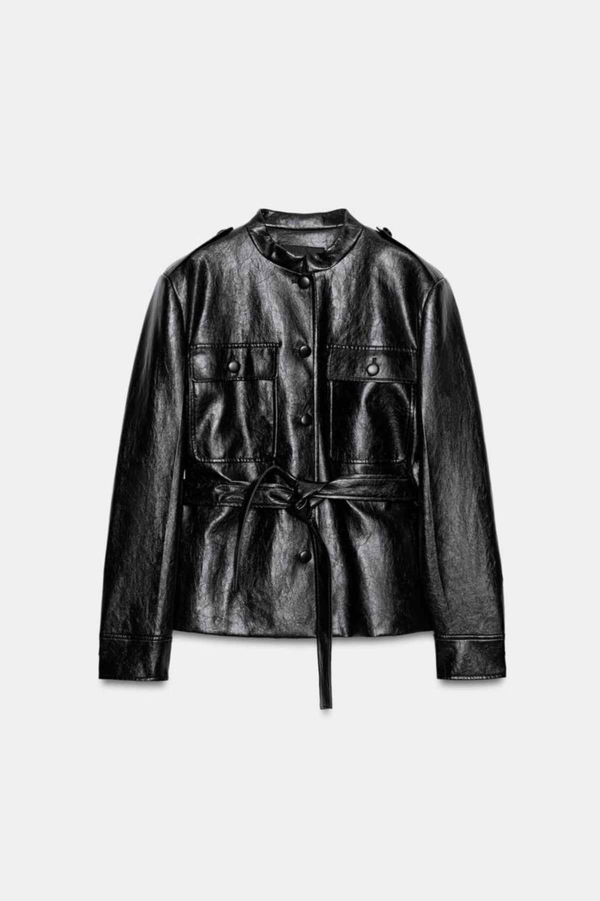 Faux Leather Jacket Black Utility Women