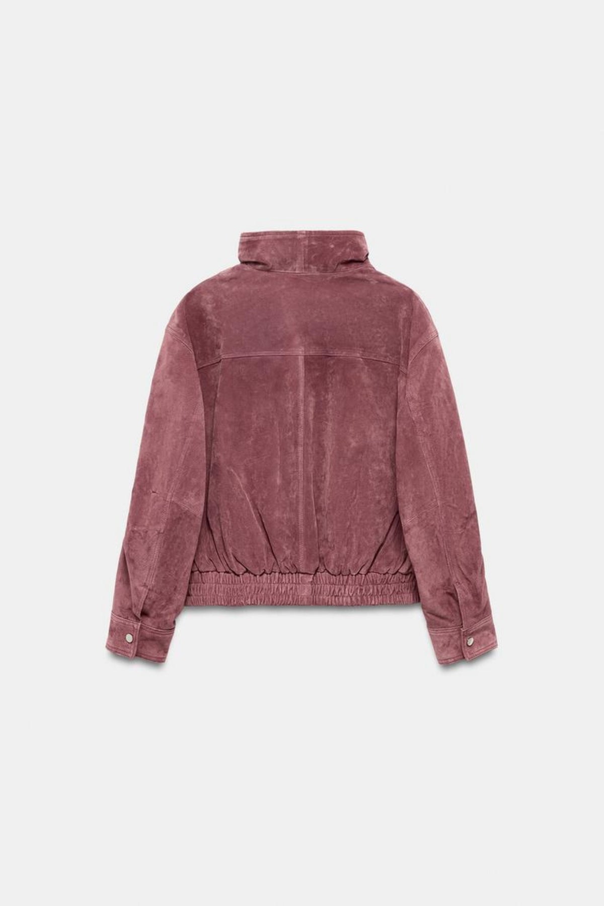 Faux Suede Jacket Pink Bomber Cropped Women