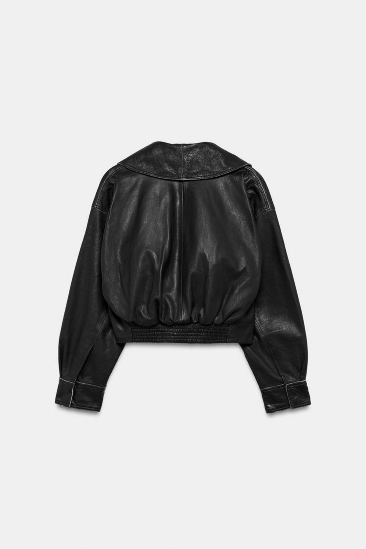 Faux Leather Jacket Black Wrap Cropped Women