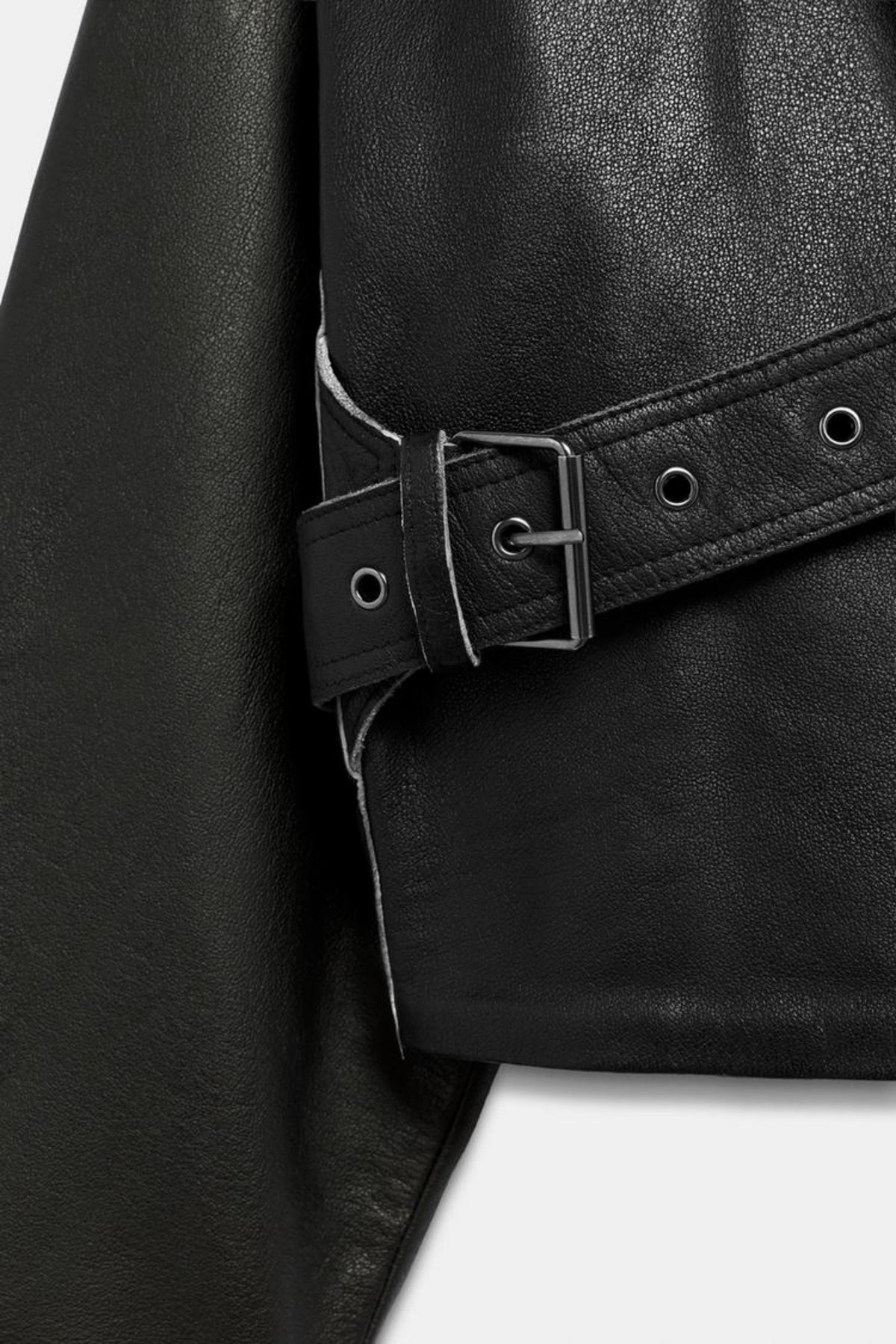Faux Leather Jacket Black Wrap Cropped Women