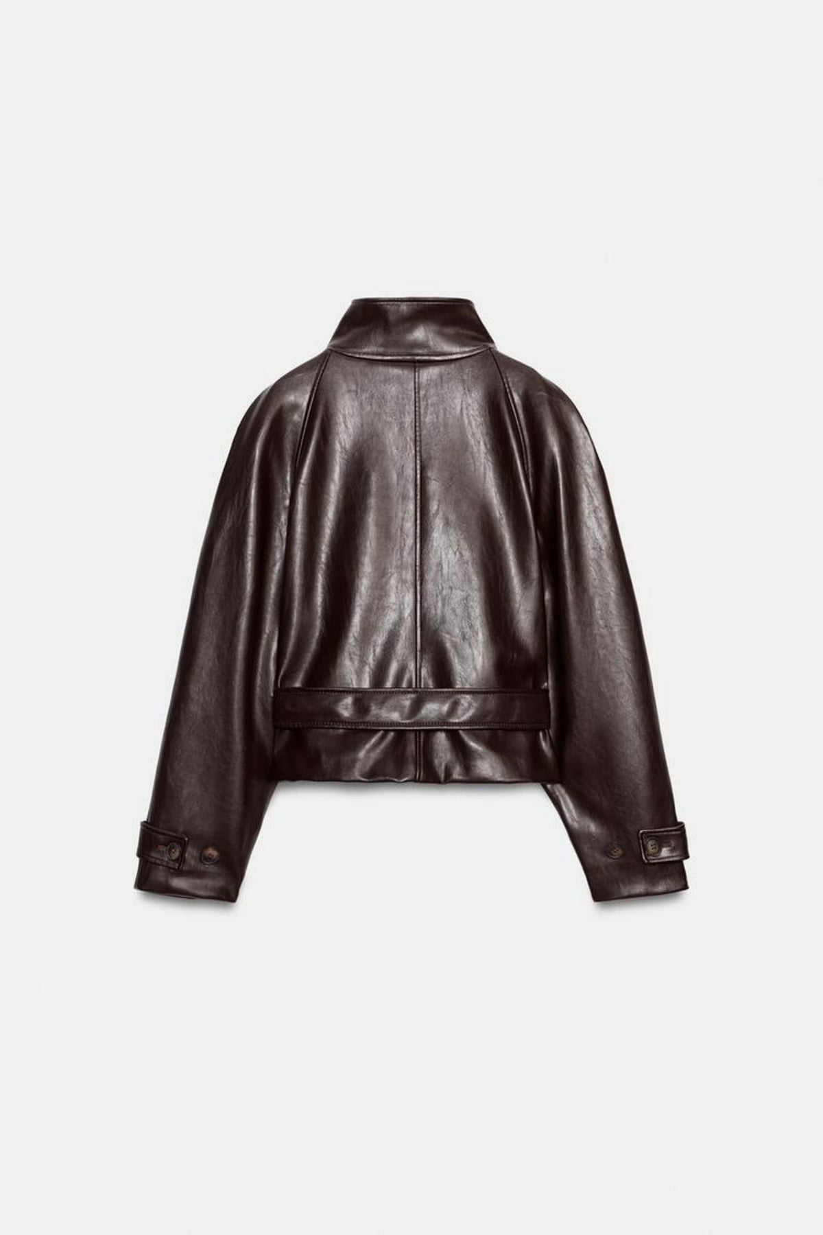 Faux Leather Jacket Brown Cropped Women