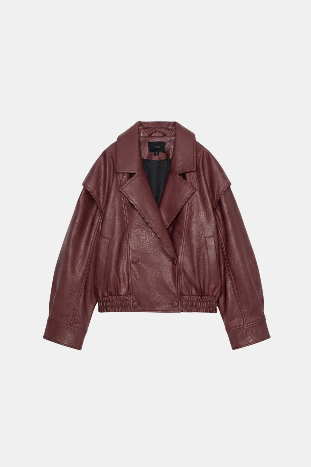 Faux Leather Jacket Burgundy Oversized Biker Women