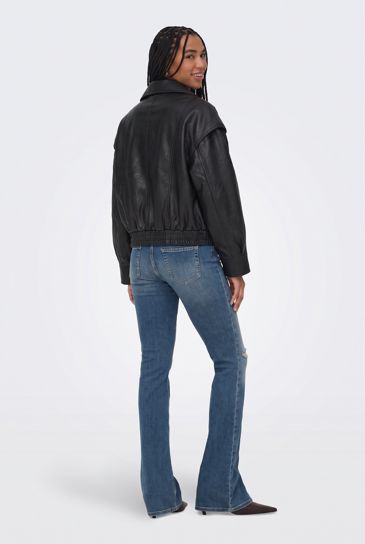 Faux Leather Jacket Black Oversized Biker Women