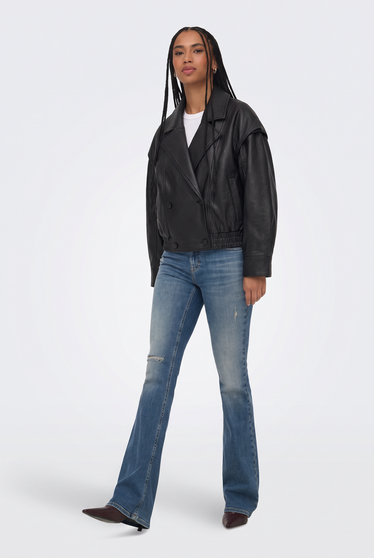 Faux Leather Jacket Black Oversized Biker Women