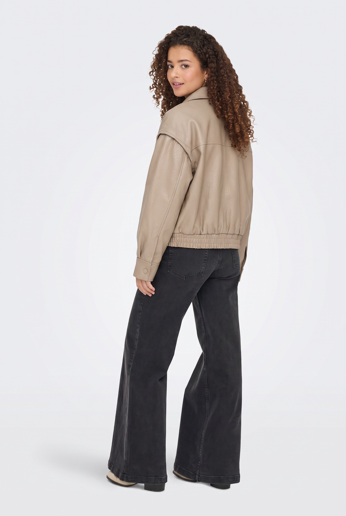 Faux Leather Jacket Tan Oversized Biker Women