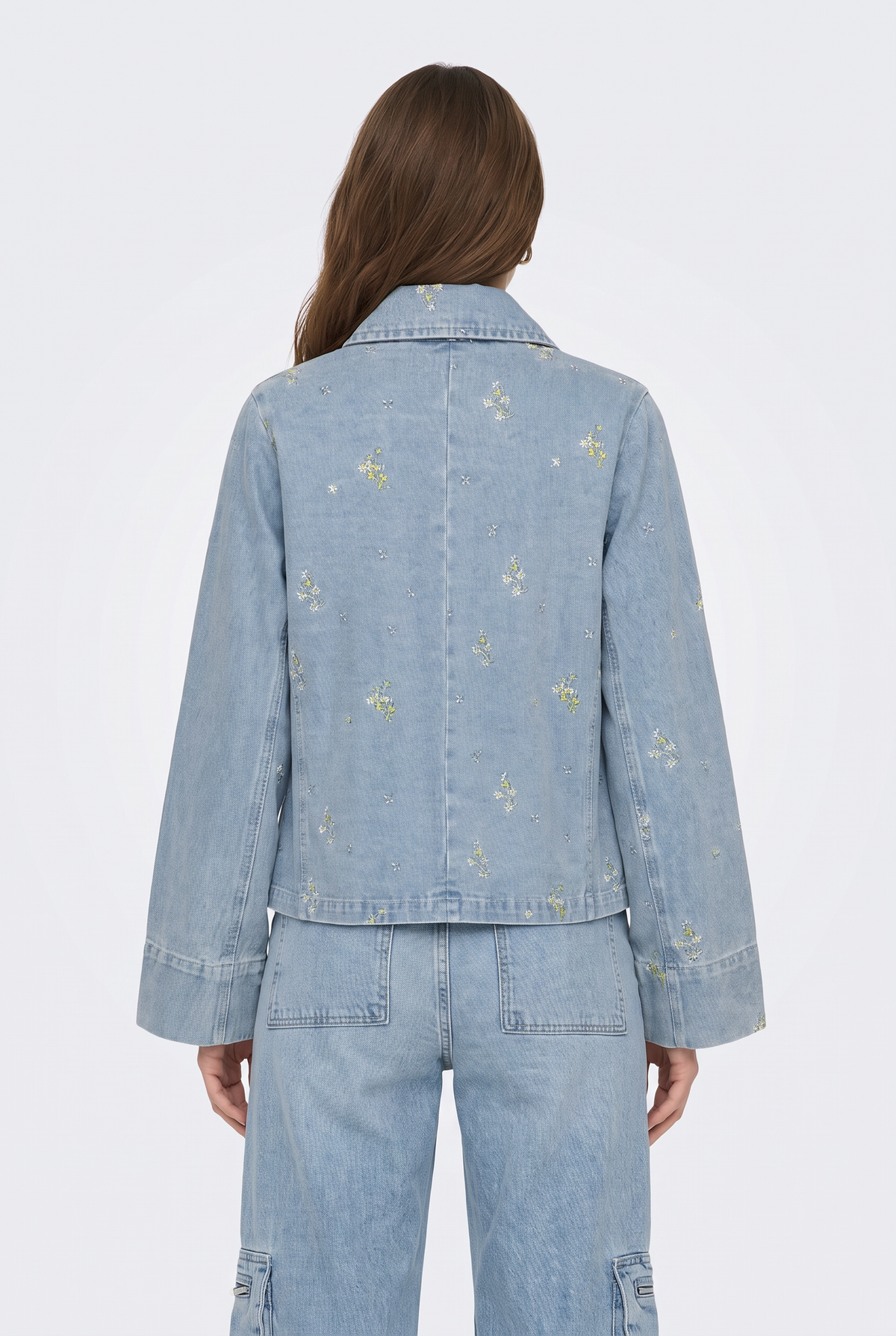 Embellished Denim Jacket Blue Oversized Women
