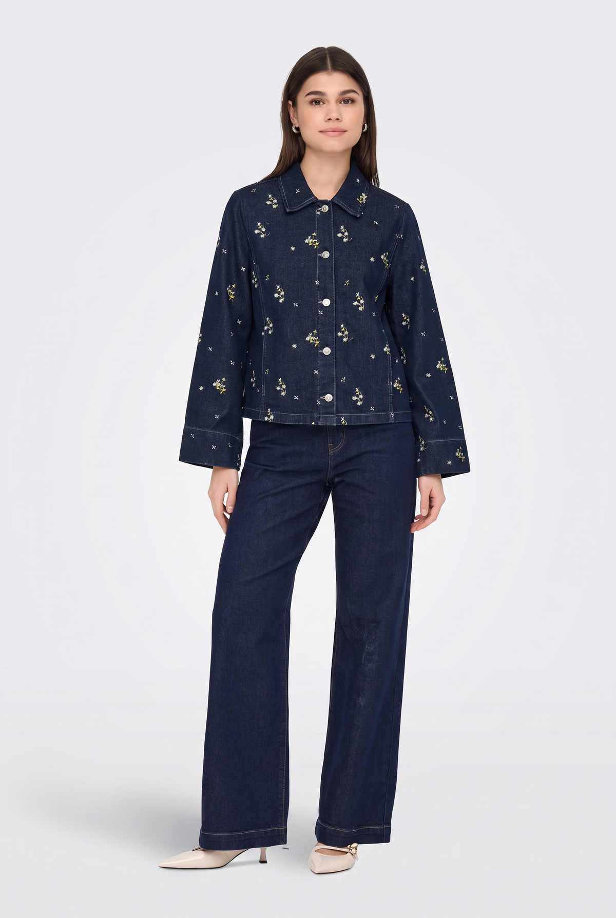 Embellished Denim Jacket Navy Oversized Women