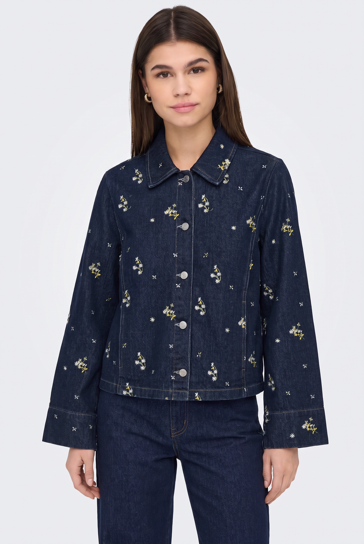 Embellished Denim Jacket Navy Oversized Women