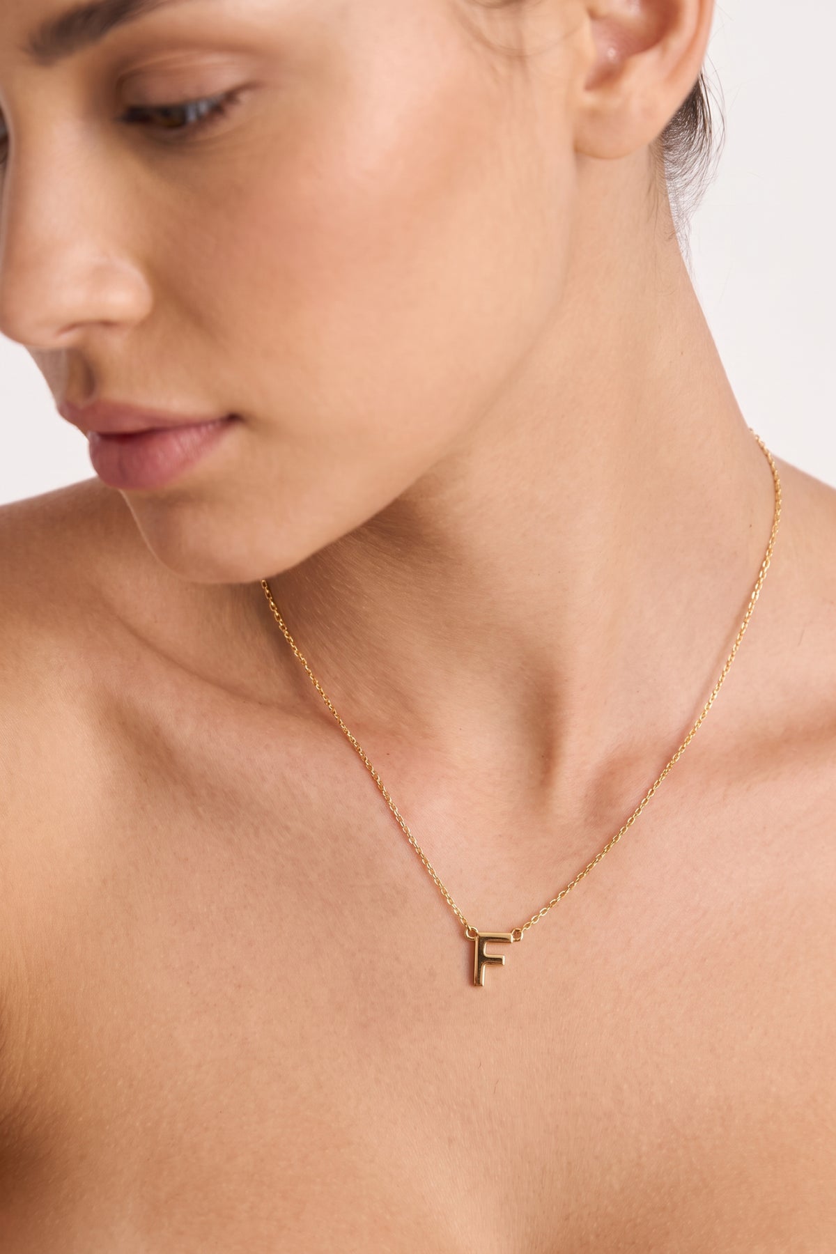 Gold Plated Necklace Initial Letter F