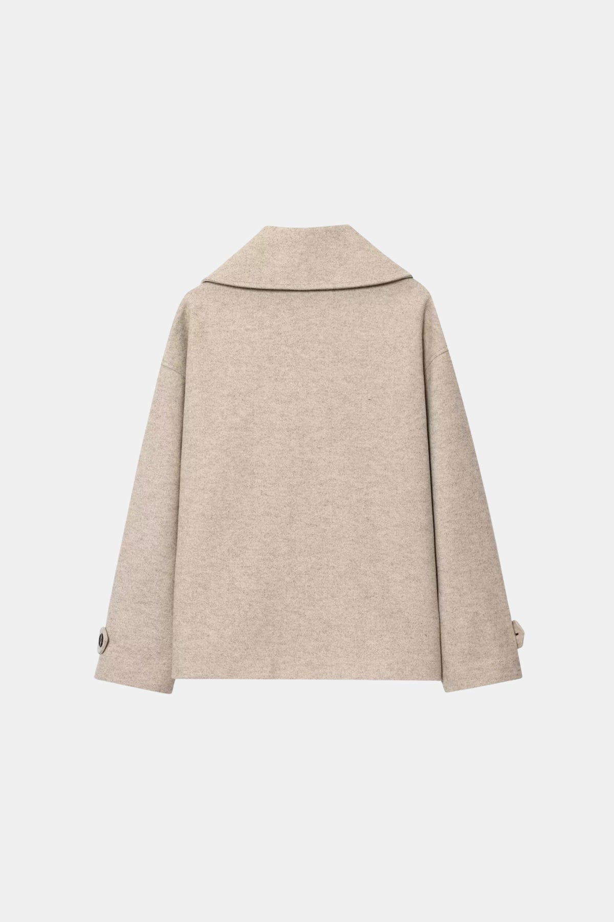 Beige Wool Coat Short Double Breasted Women