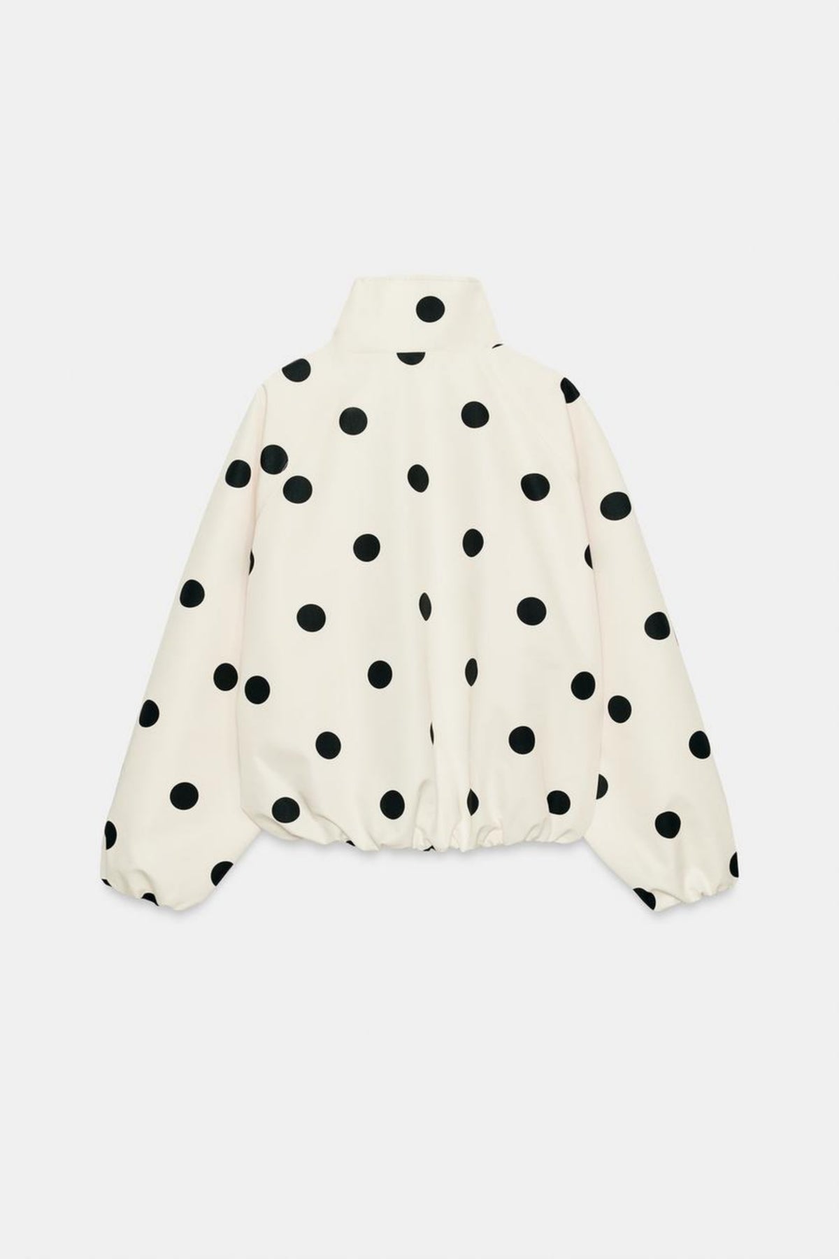 Cream Jacket Polka Dot Funnel Neck, back