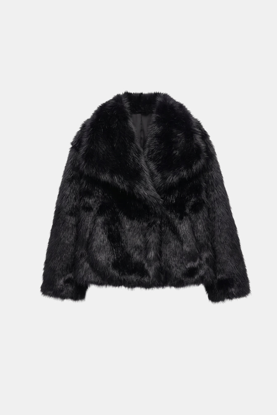 Faux Fur Jacket Black Cropped Oversized Women