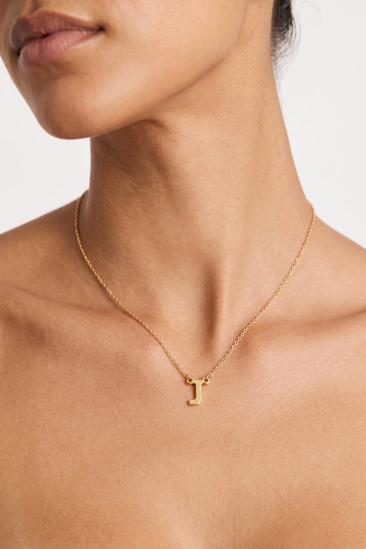 Gold Plated Necklace Initial Letter J
