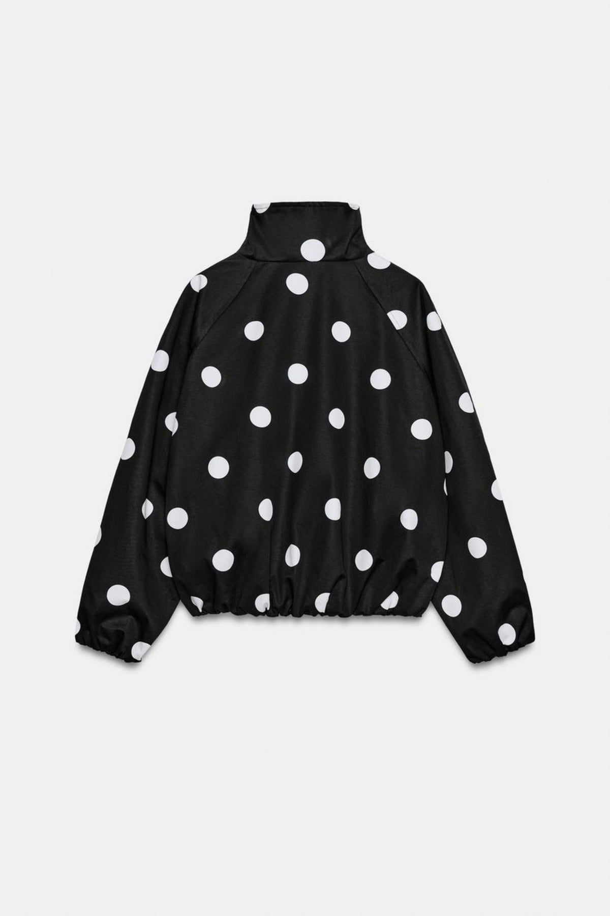 Black Jacket Polka Dot Funnel Neck, back