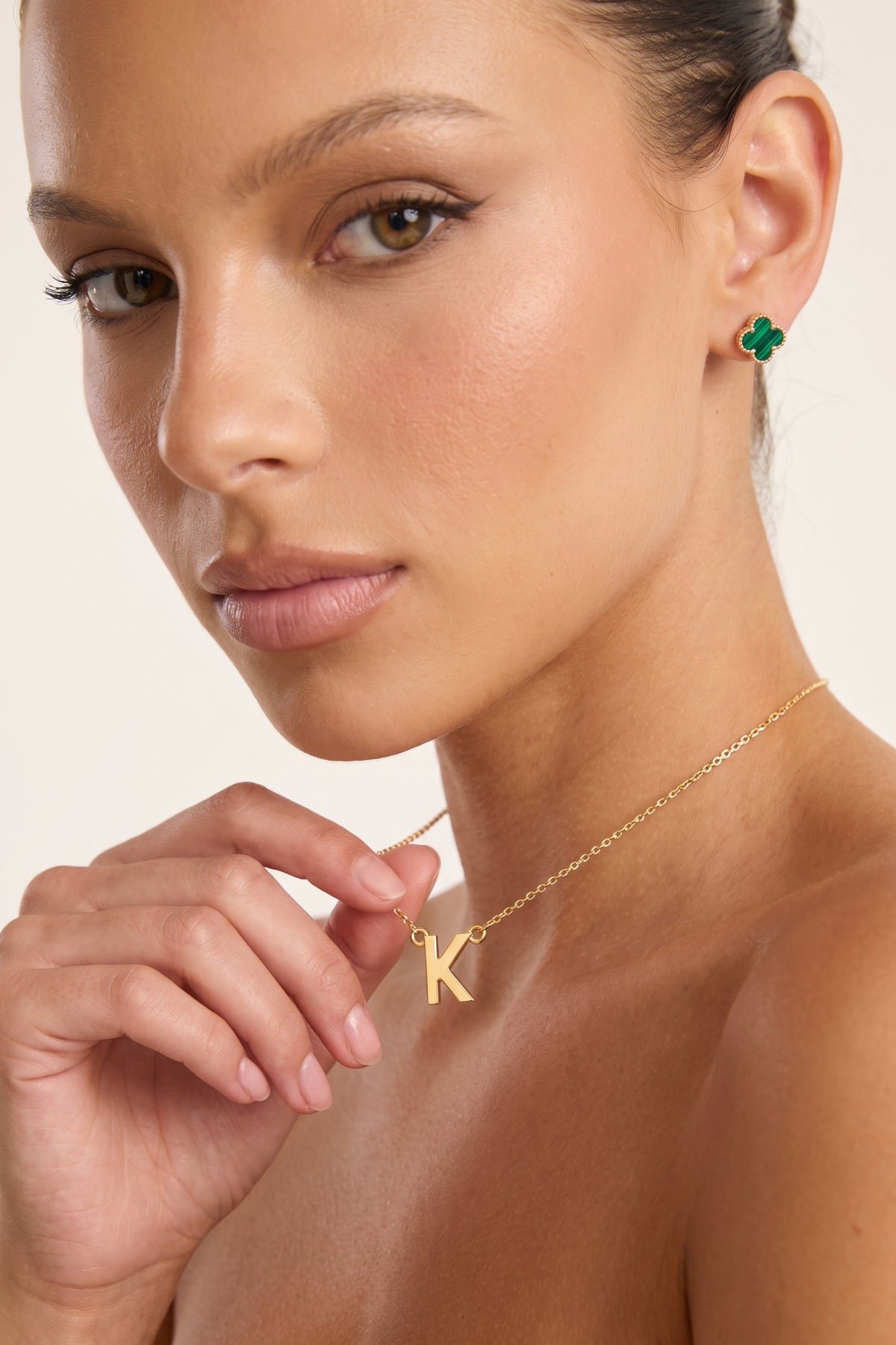Gold Plated Necklace Initial Letter K