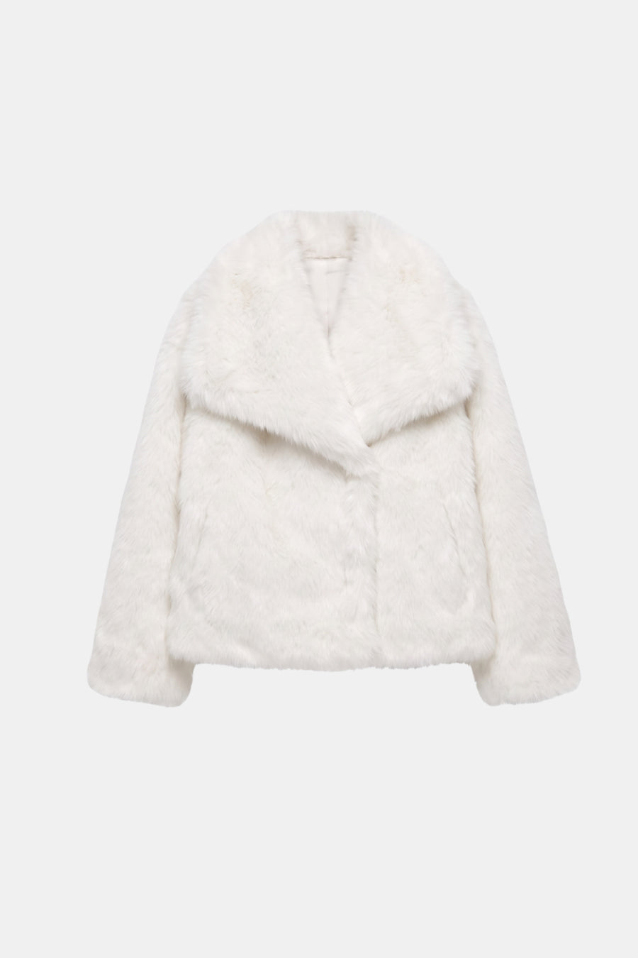 Faux Fur Jacket White Cropped Oversized Women