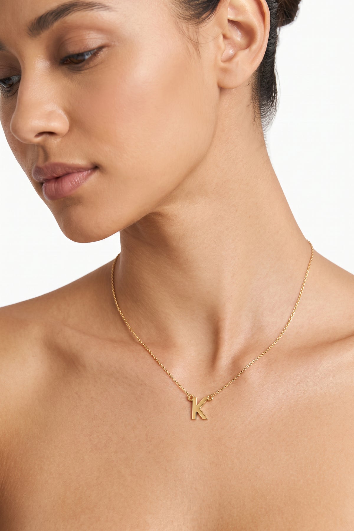 Gold Plated Necklace Initial Letter K