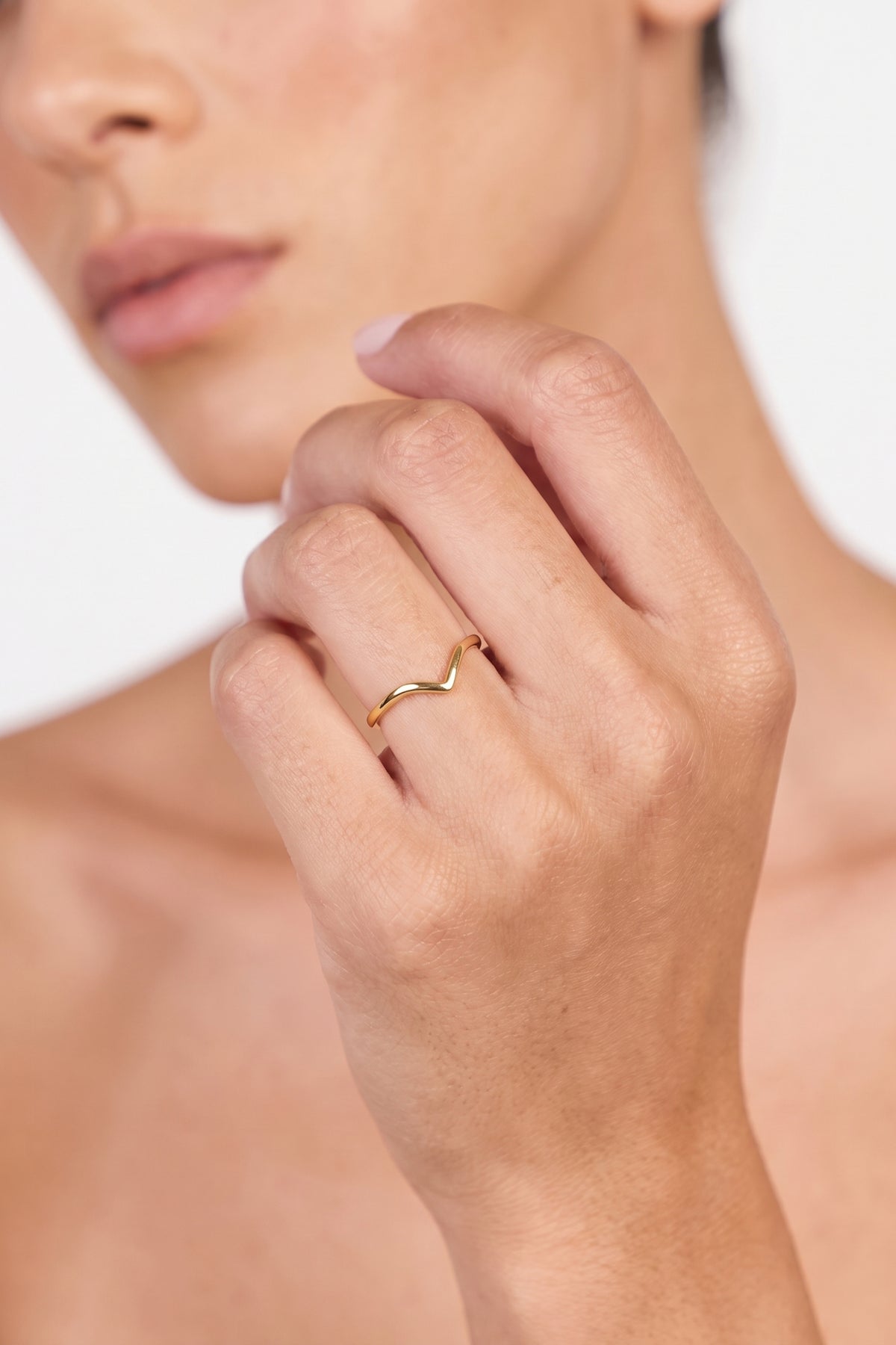 Gold Plated Ring Chevron V Shape
