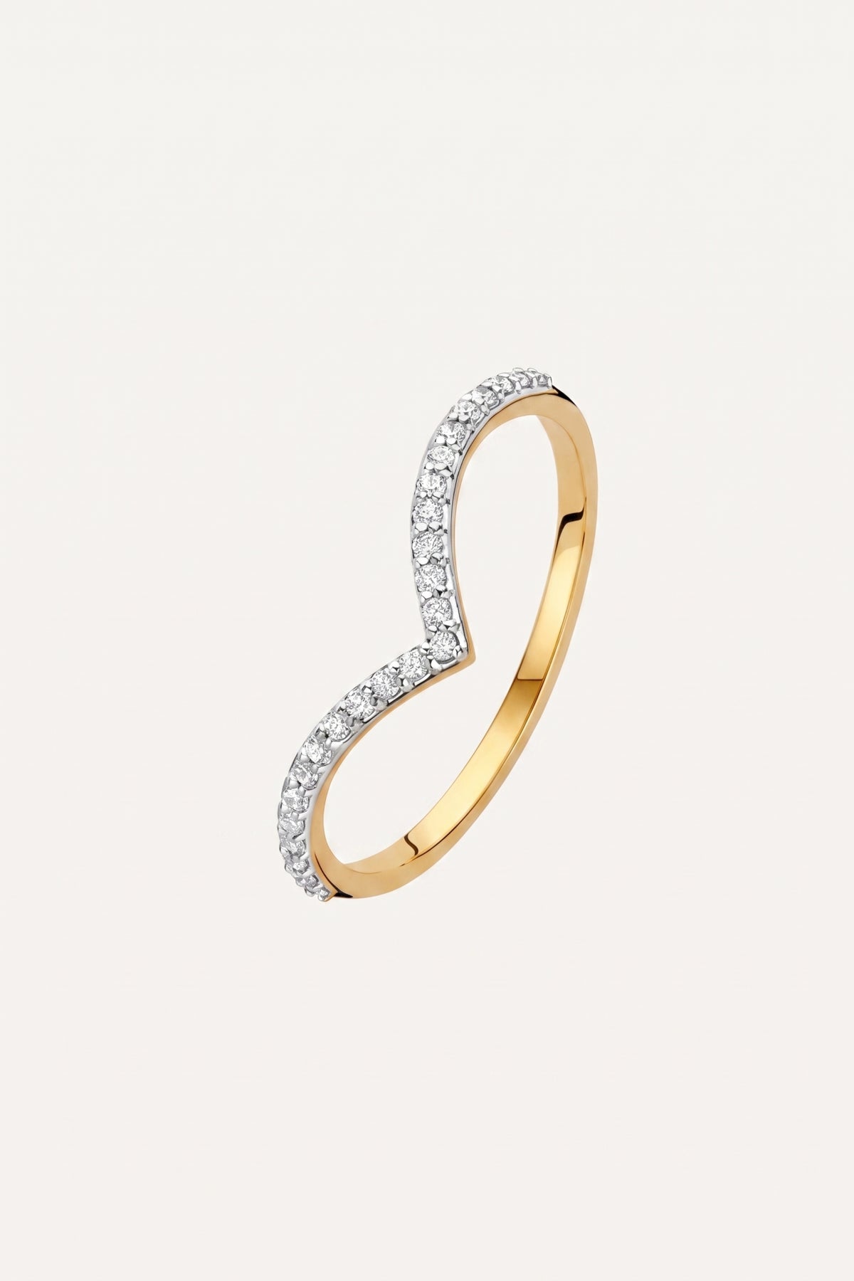 Gold Plated Ring Chevron Pave Crystal