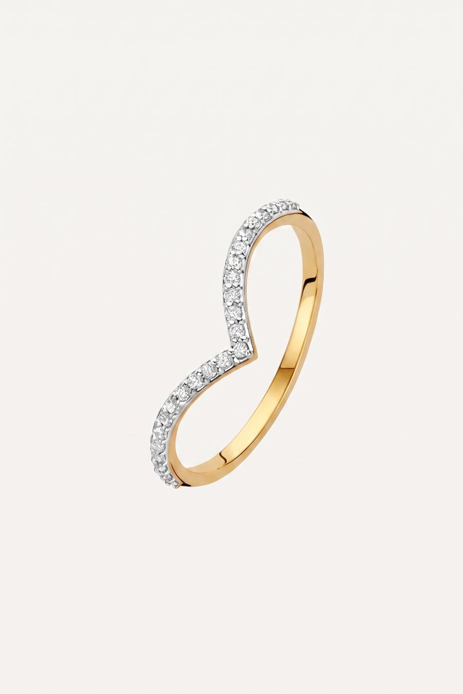 Gold Plated Ring Chevron Pave Crystal