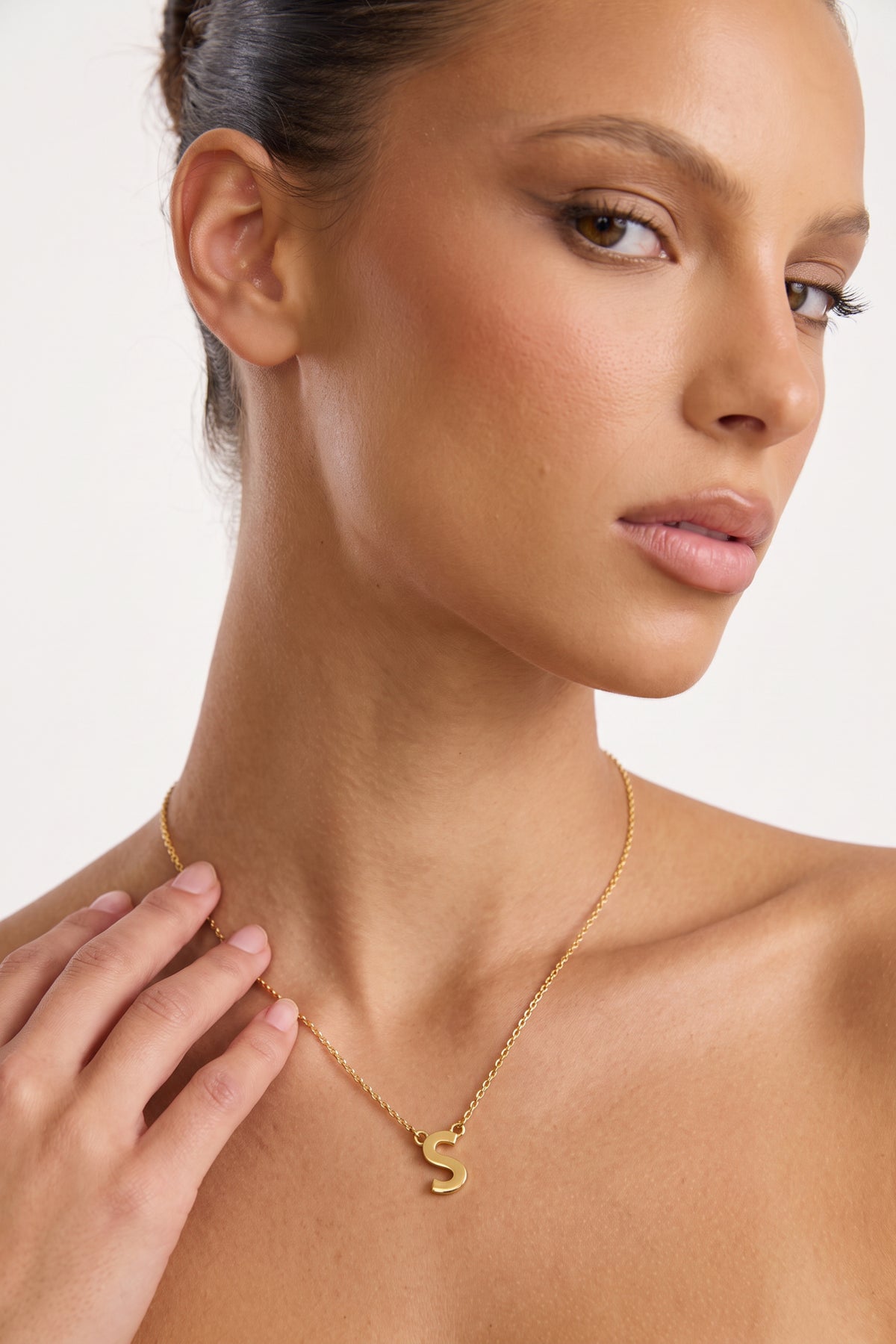 Gold Plated Necklace Initial Letter S