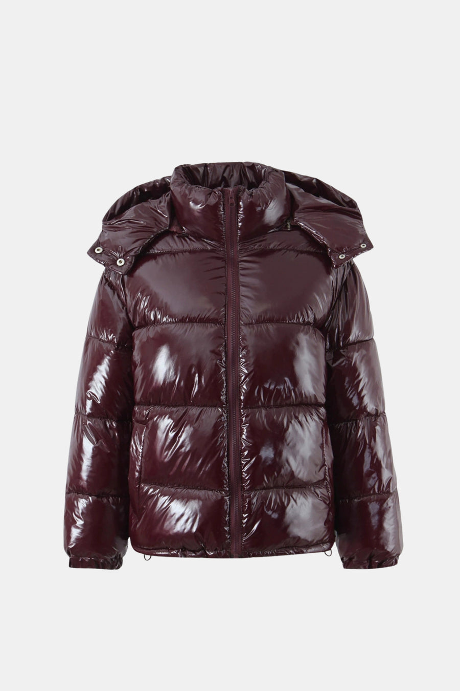 Black Puffer Jacket Shiny Hooded Short Women
