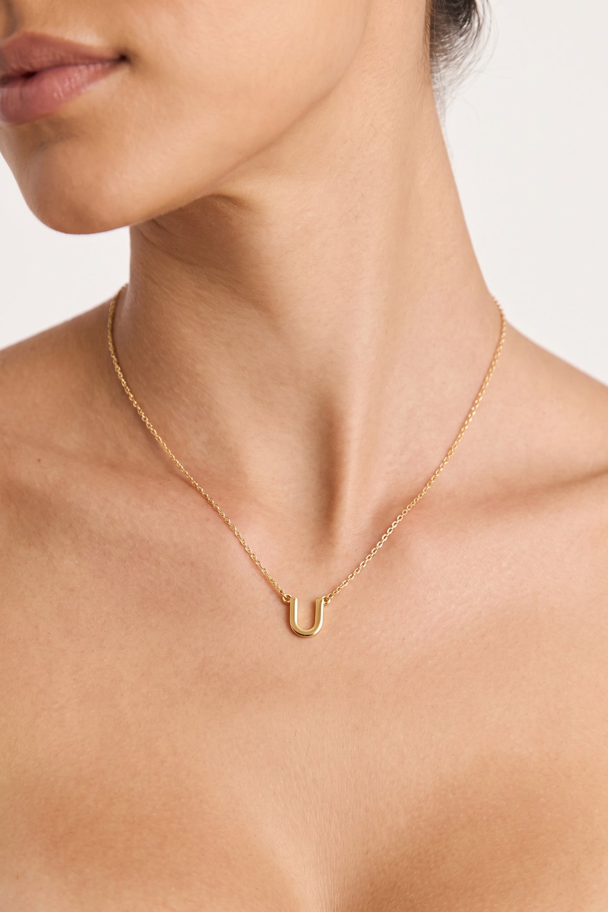 Gold Plated Necklace Initial Letter U