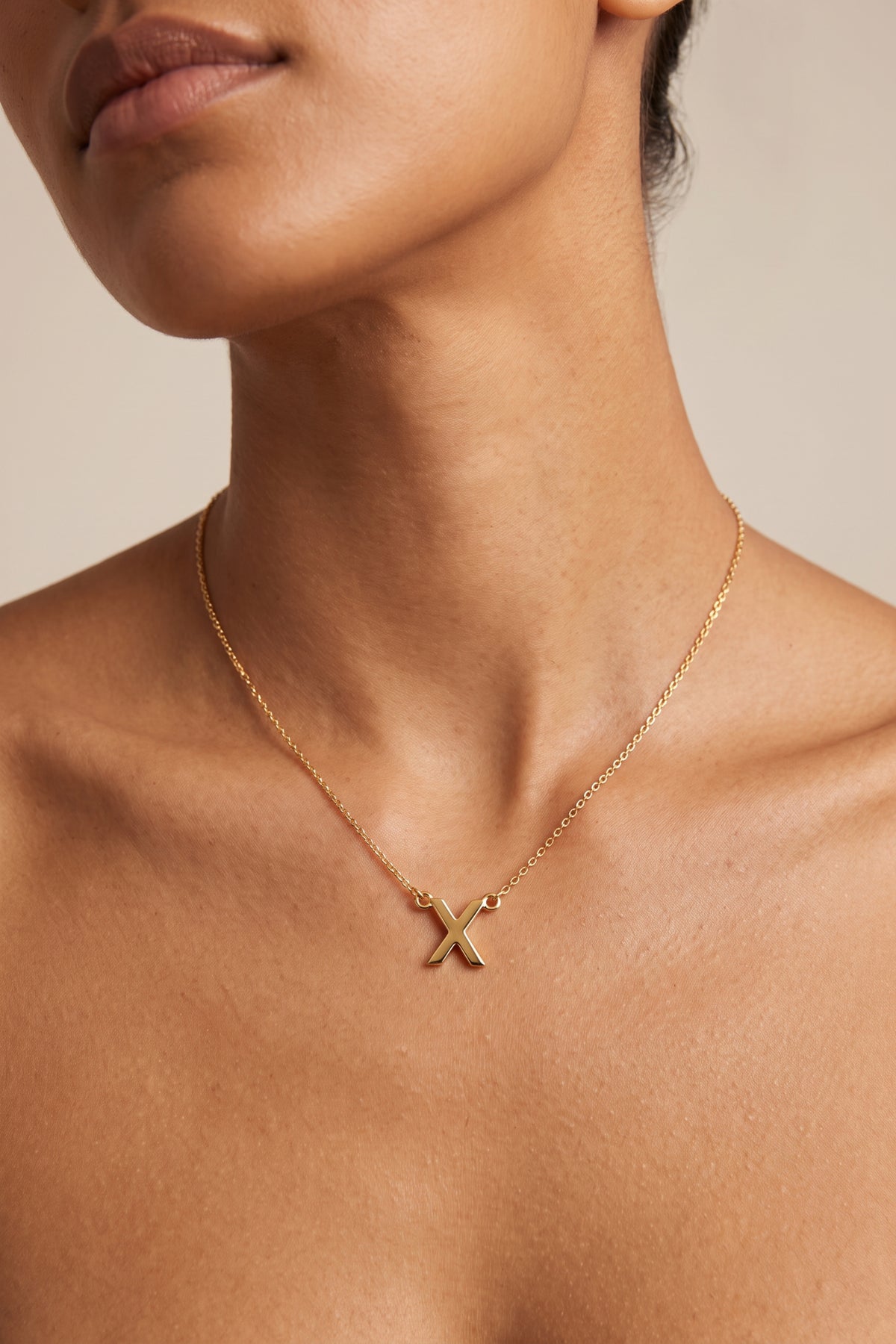 Gold Plated Necklace Initial Letter X
