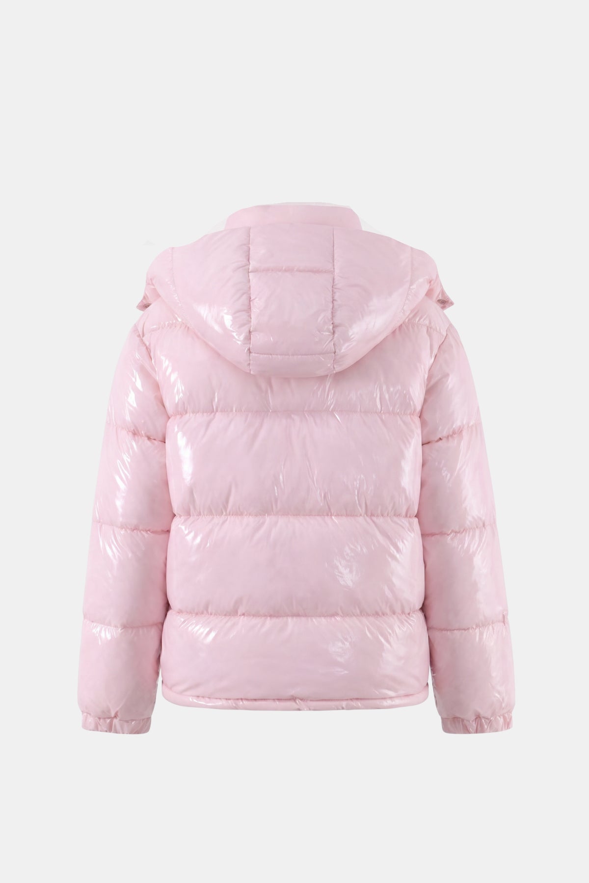 Pink Puffer Jacket Shiny Hooded Short Women