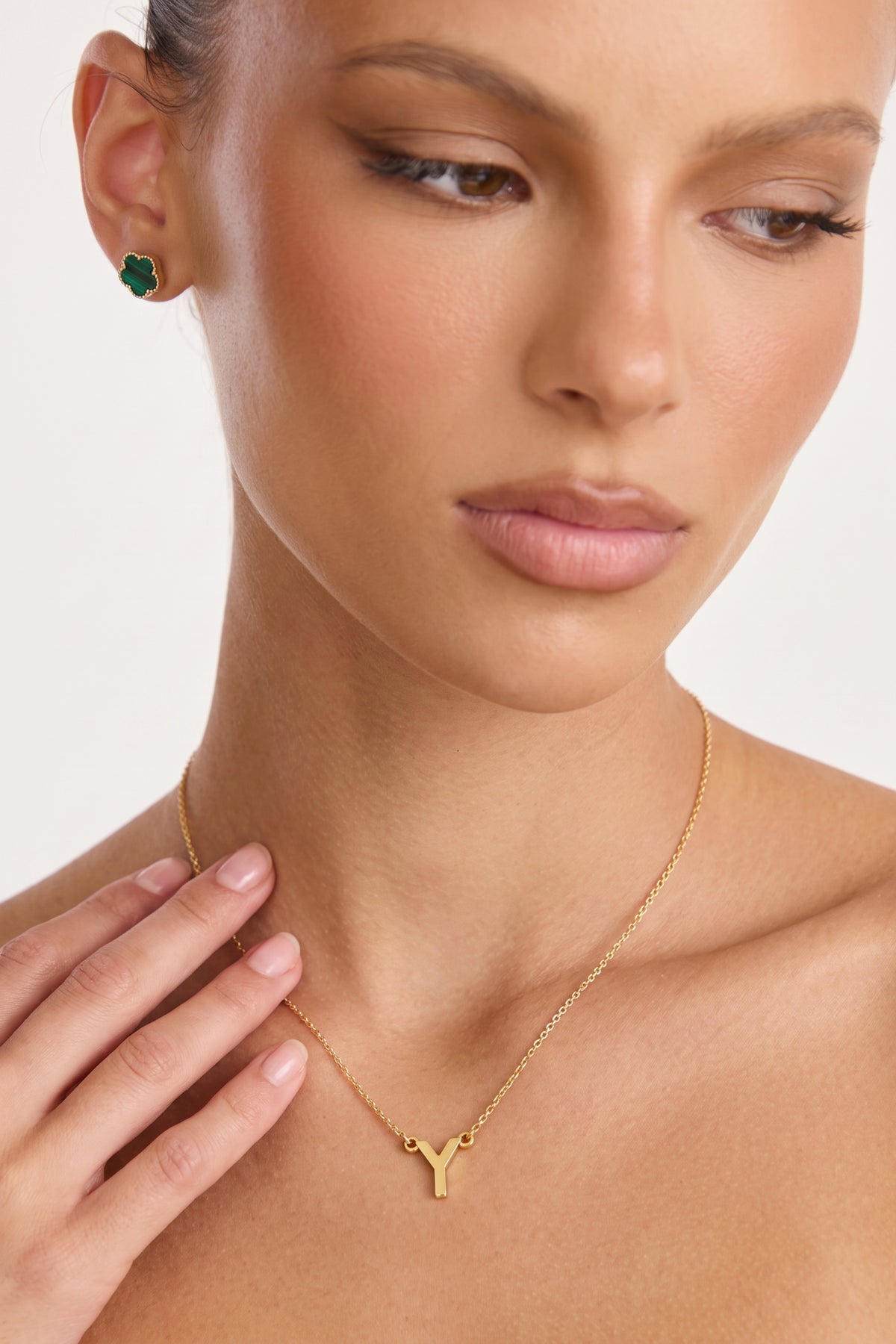 Gold Plated Necklace Initial Letter Y