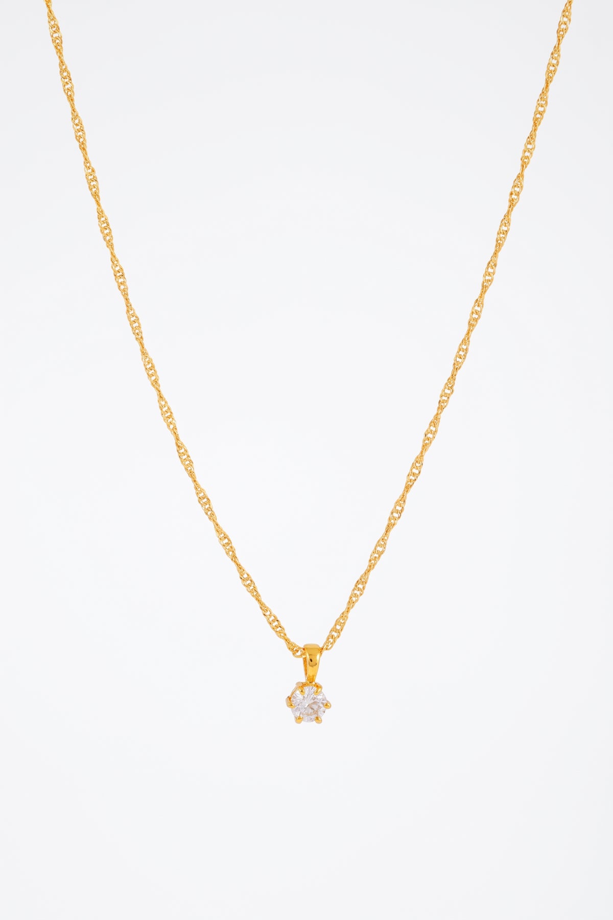 Gold Plated Necklace Solitaire Crystal Pendant