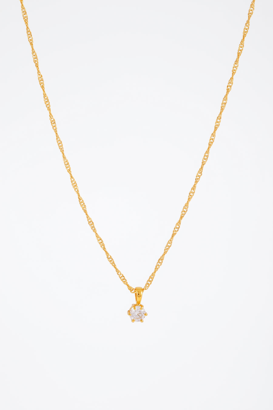 Gold Plated Necklace Solitaire Crystal Pendant