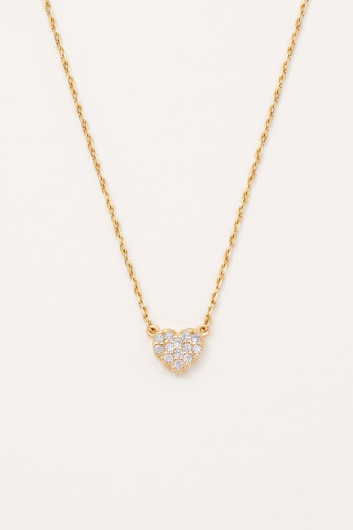 Gold Plated Necklace Heart Pave Crystal