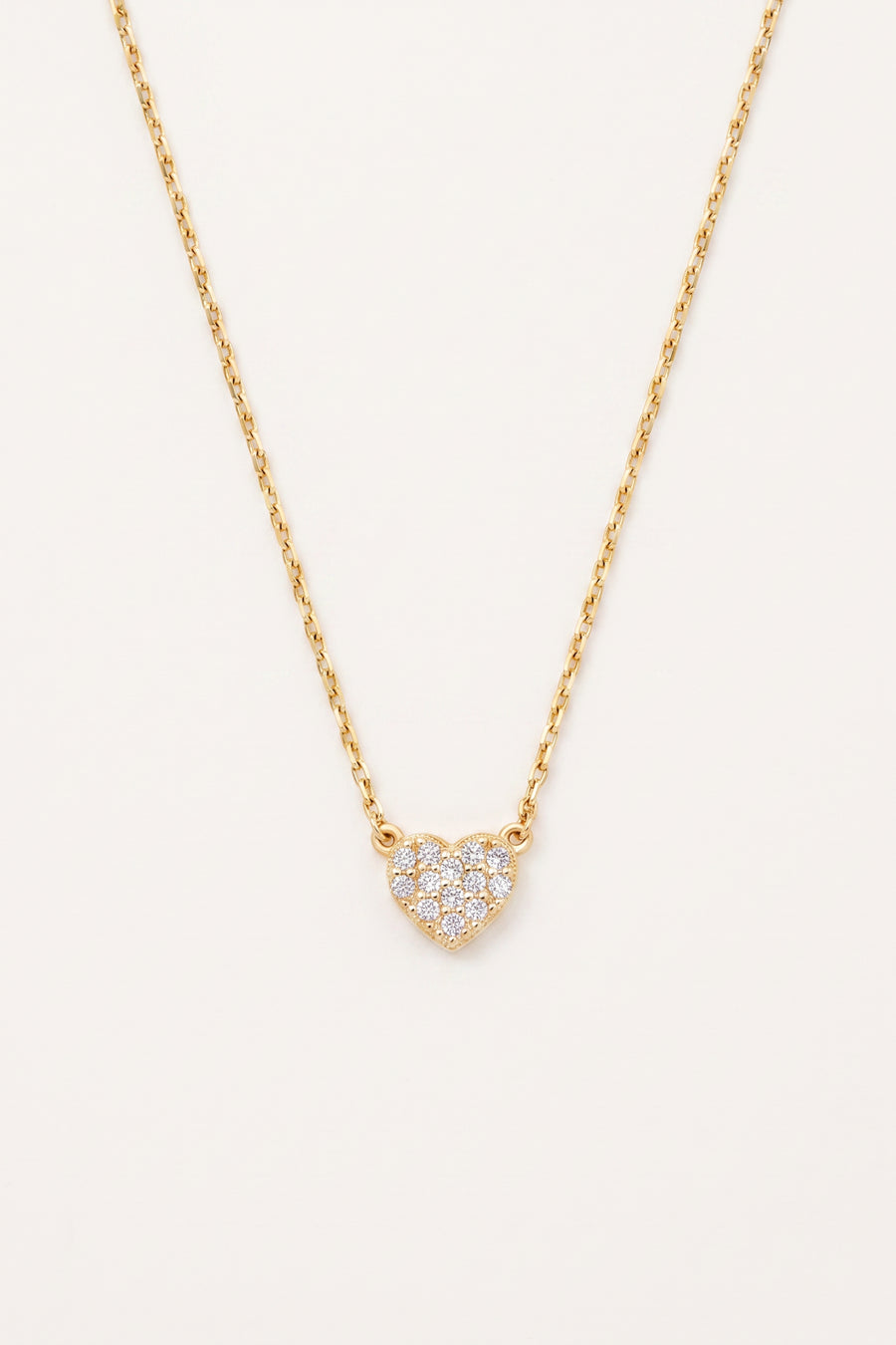 Gold Plated Necklace Heart Pave Crystal