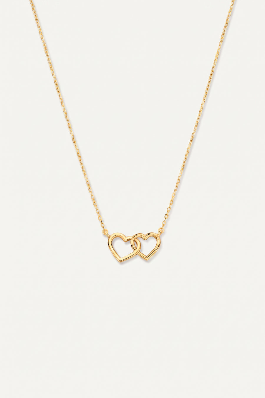 Gold Plated Necklace Double Heart Linked