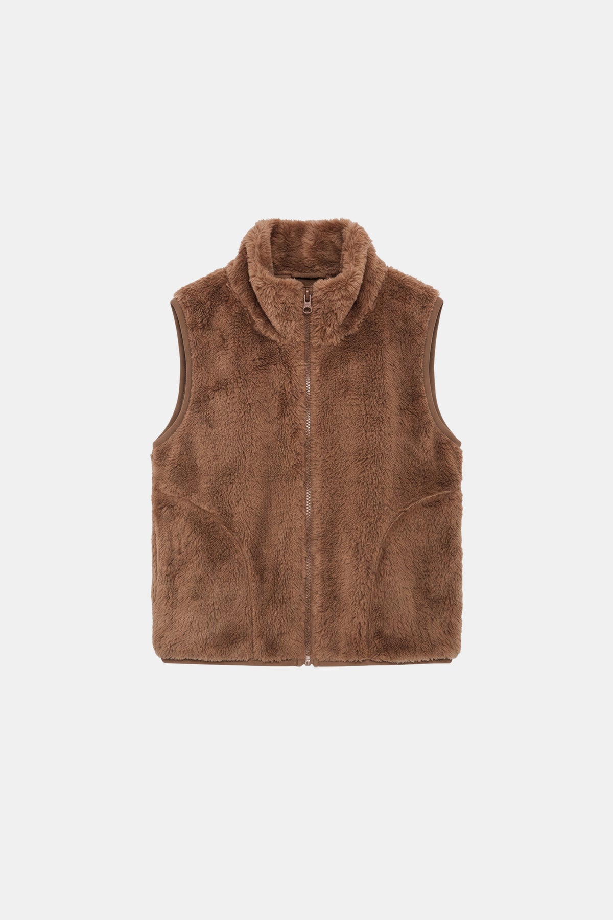 Faux Fur Gilet Brown Fluffy Women