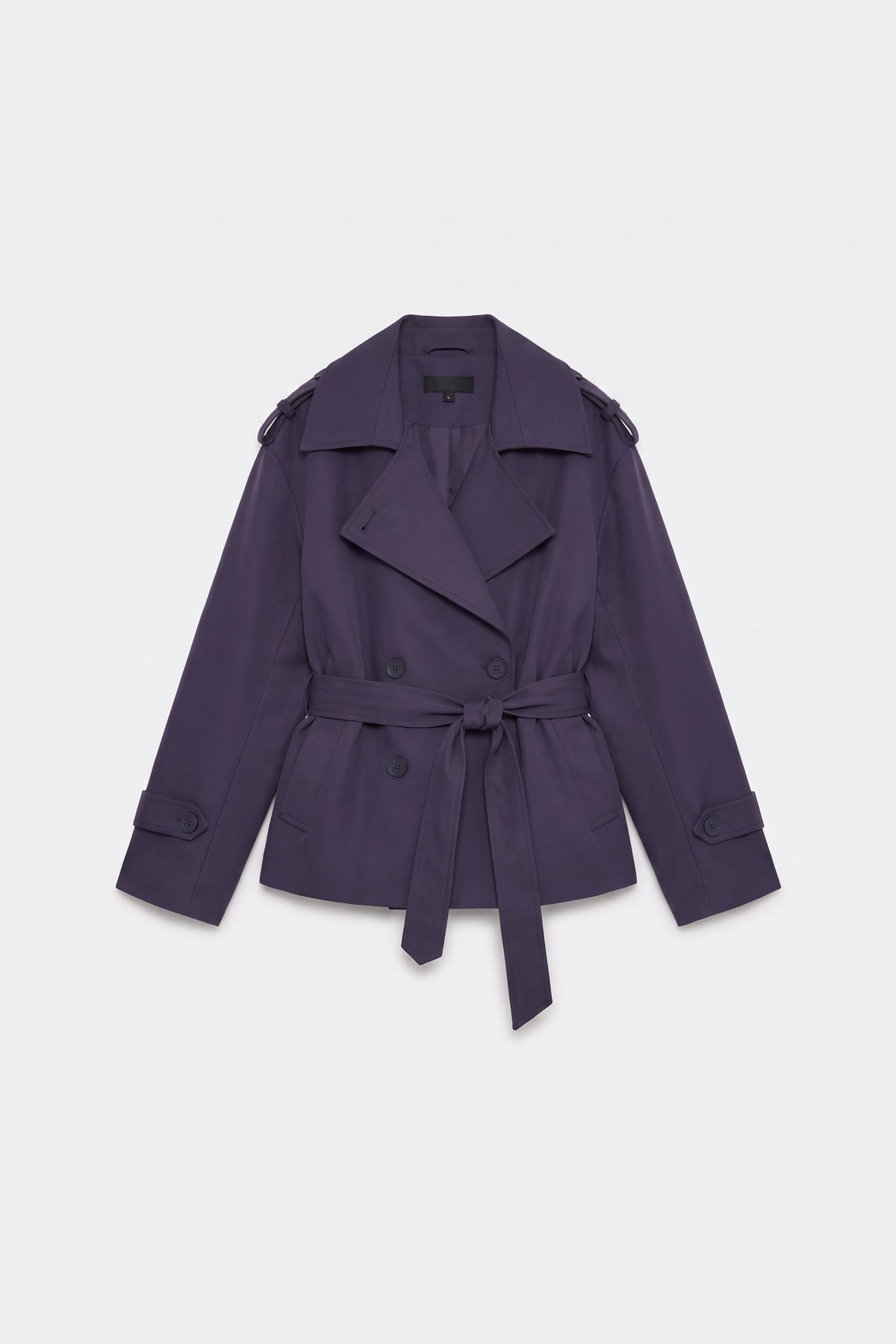 Purple wrap trench jacket women, front