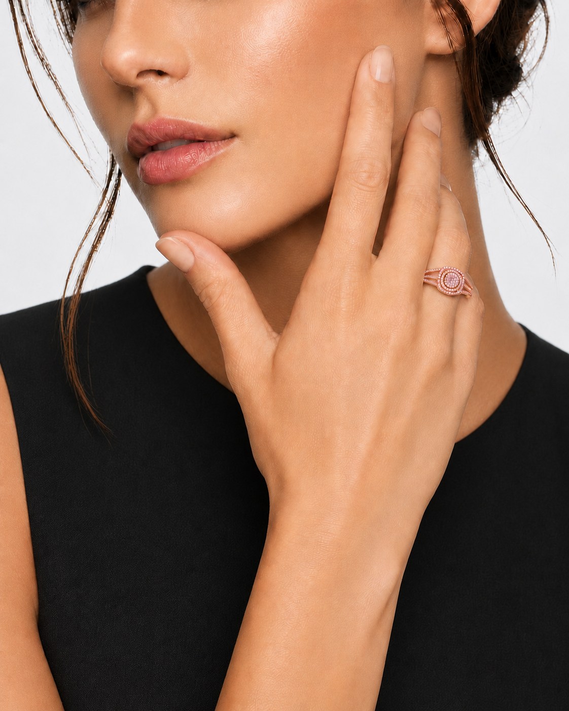 Rose Pink Crystal Statement Ring