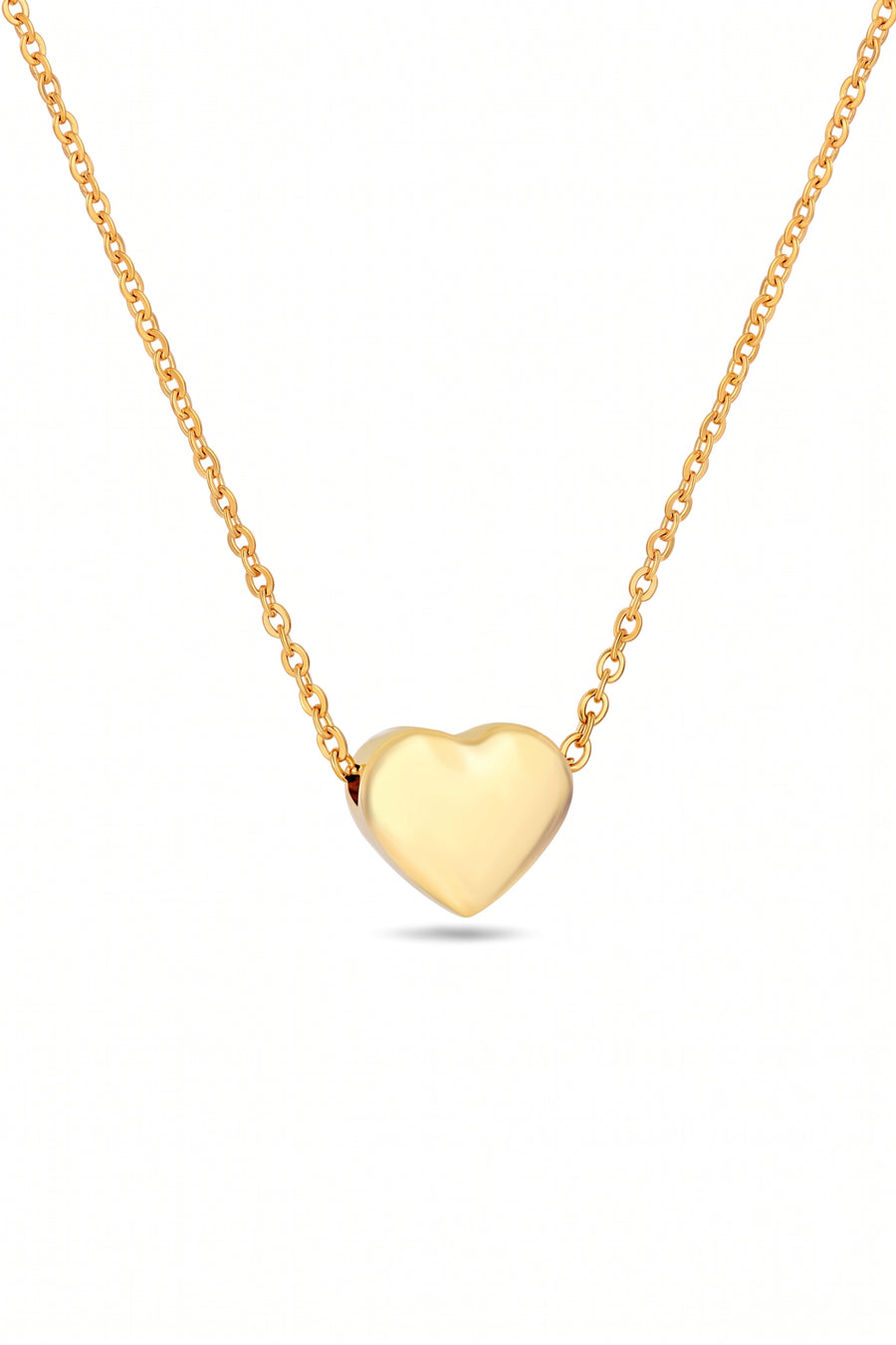Gold Plated Necklace Puffed Heart Pendant
