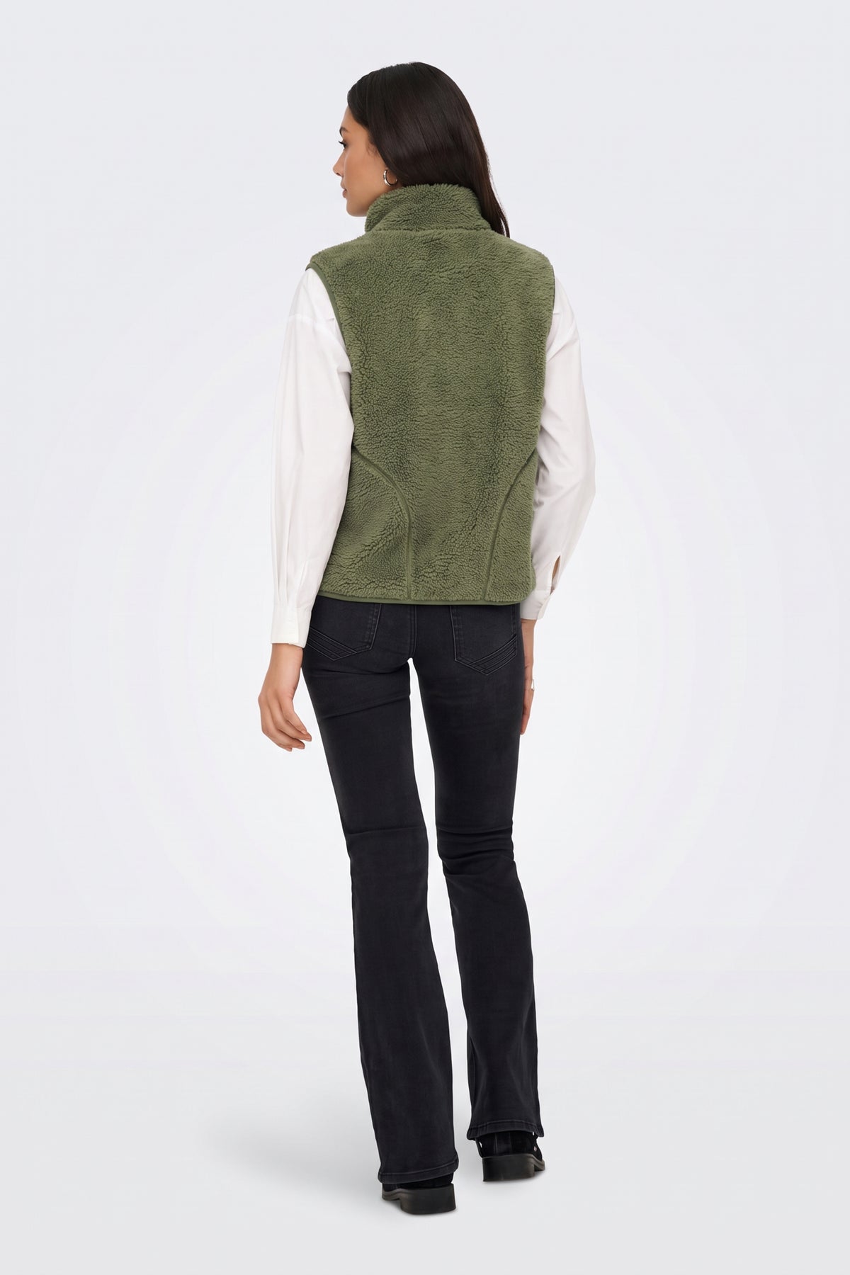 Faux Fur Gilet Green Fluffy Women