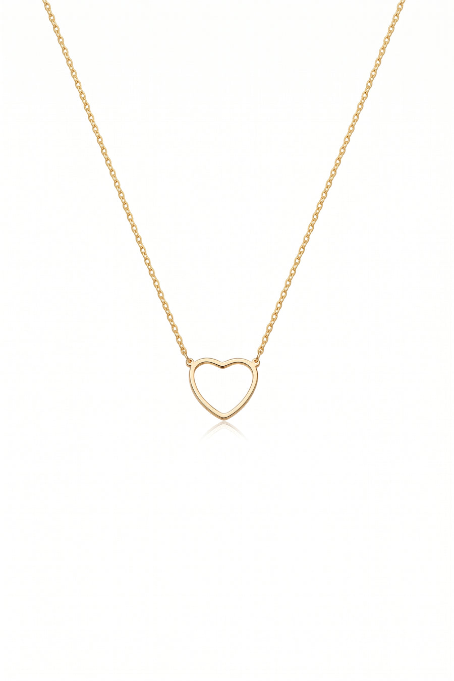 Gold Plated Necklace Open Heart Outline