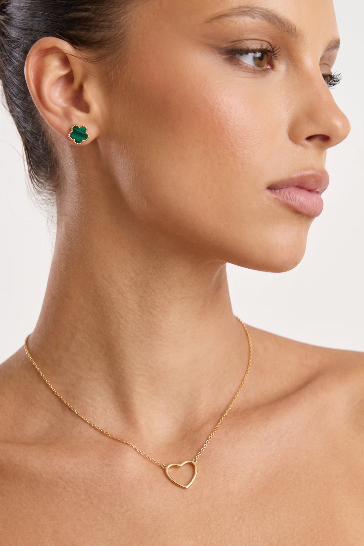 Gold Plated Necklace Open Heart Outline