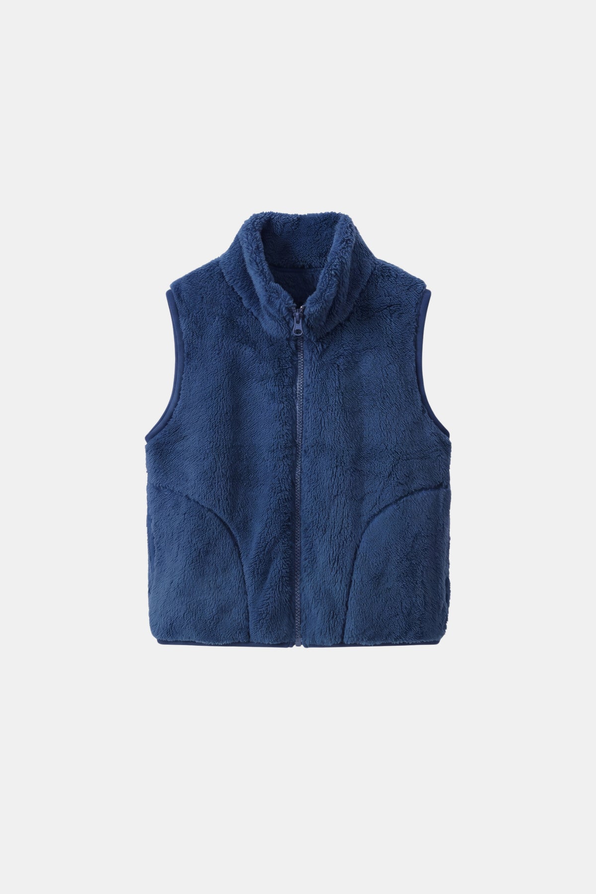 Faux Fur Gilet Navy Fluffy Women