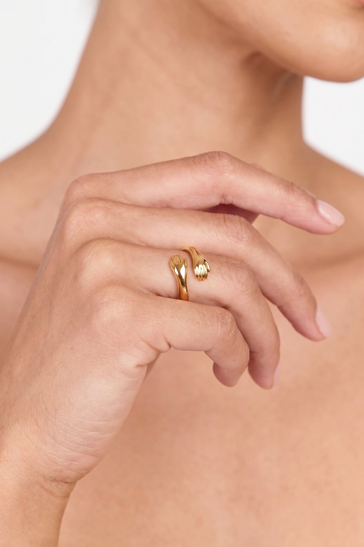 Gold Plated Ring Hug Open Wrap