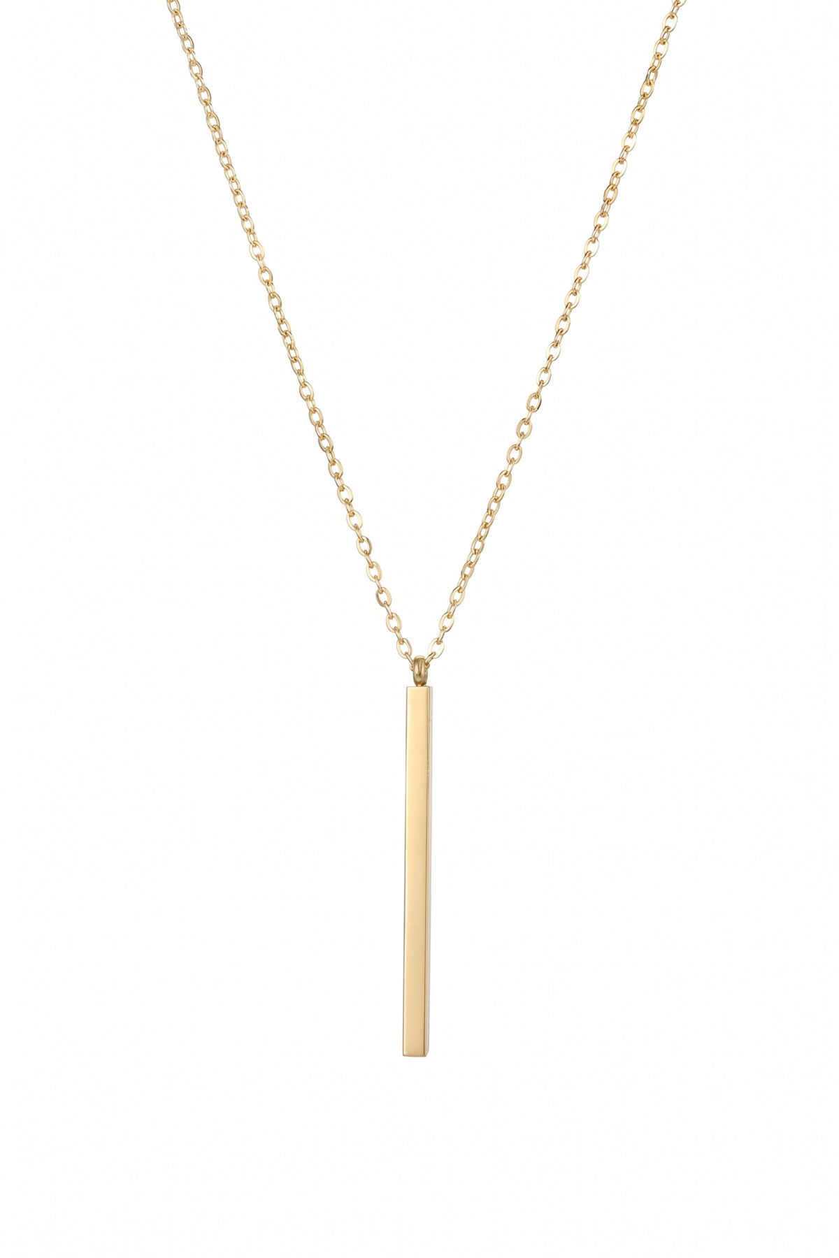 Gold Plated Necklace Vertical Bar Pendant